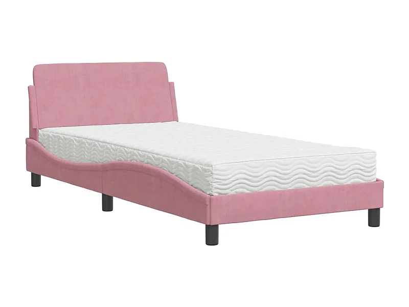 Cama com colchão 100x200 cm veludo rosa PT555858