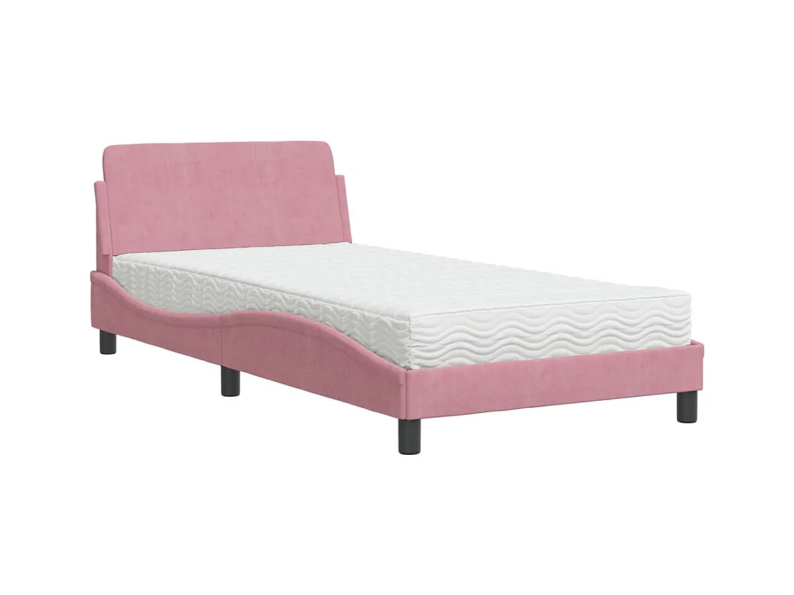 Lit adulte + matelas rose 100x200 cm velours FR43563