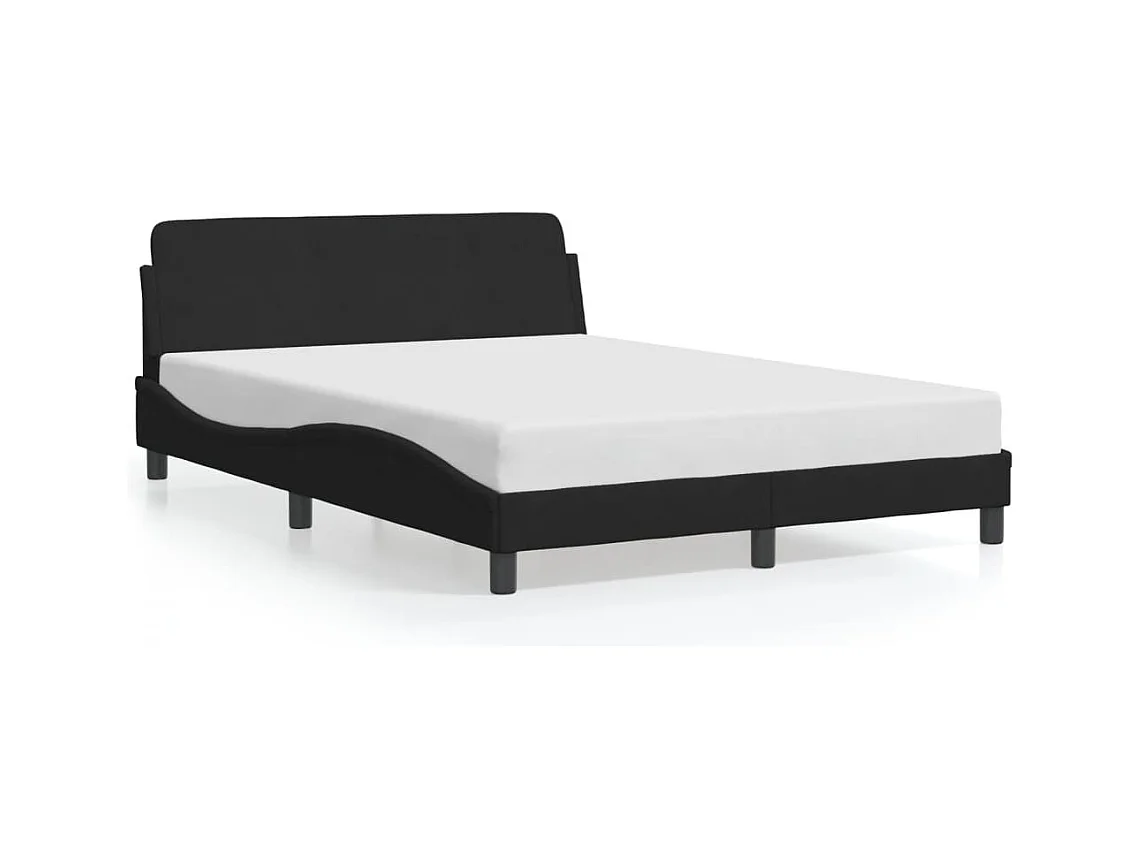 Lit double + tête de lit Noir 140x200 cm Velours FR49336