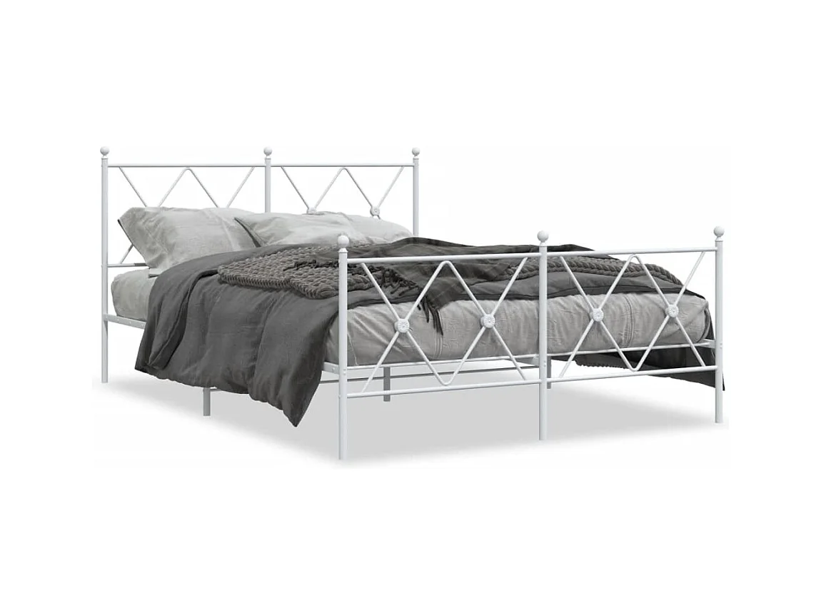 Cama 140x190 cm - metal cabecero y estribo blanco ES397161