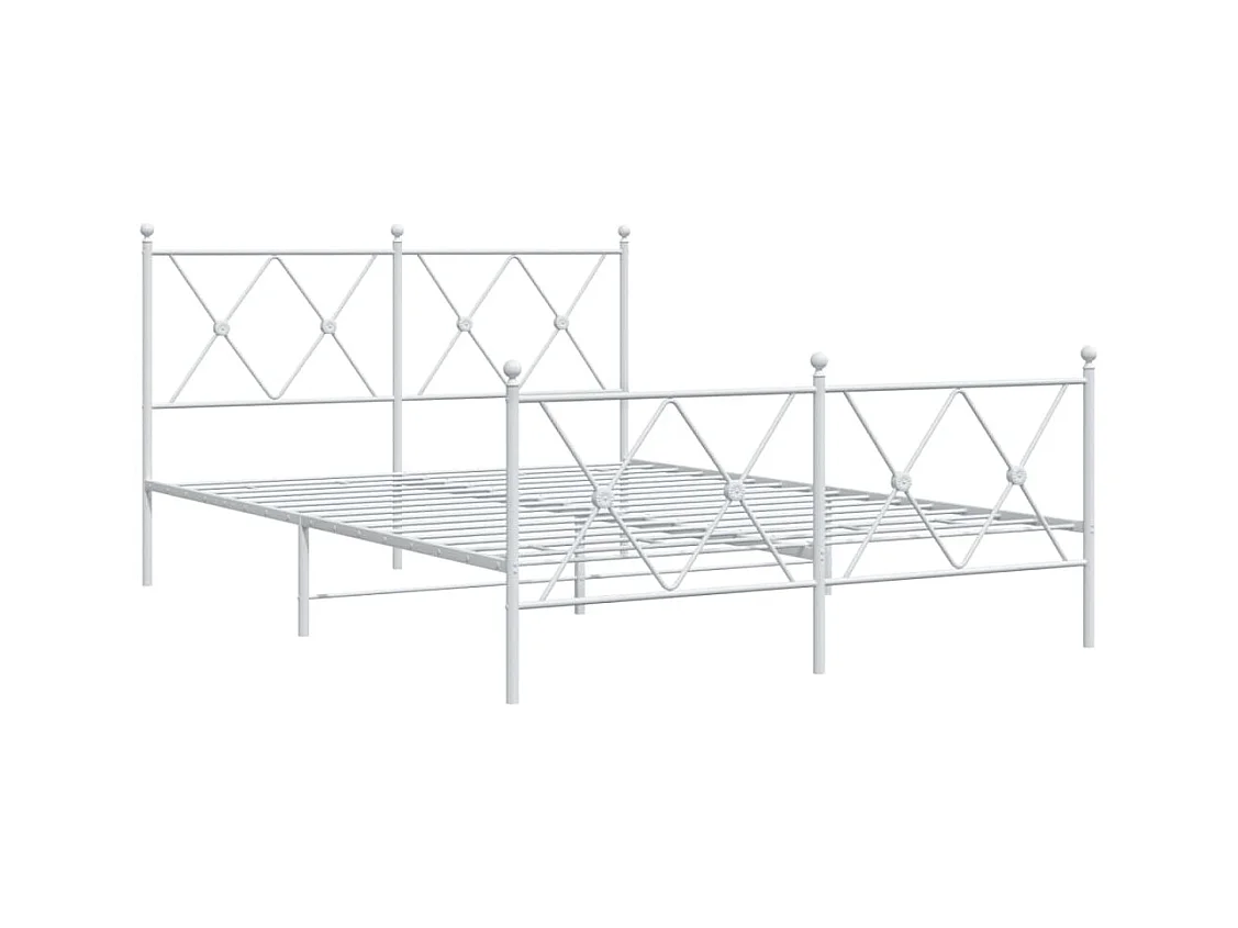 Cama 140x190 cm - metal cabecero y estribo blanco ES397161