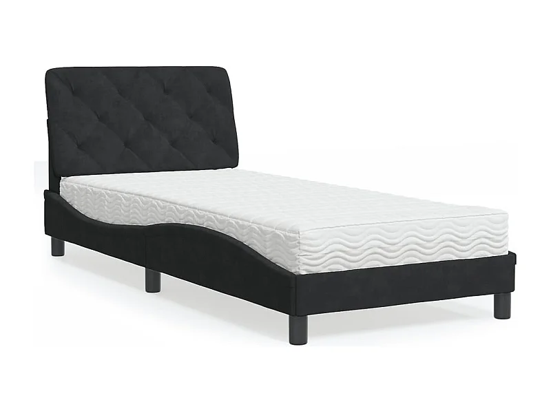 Bed met matras fluweel zwart 90x190 cm BE822151