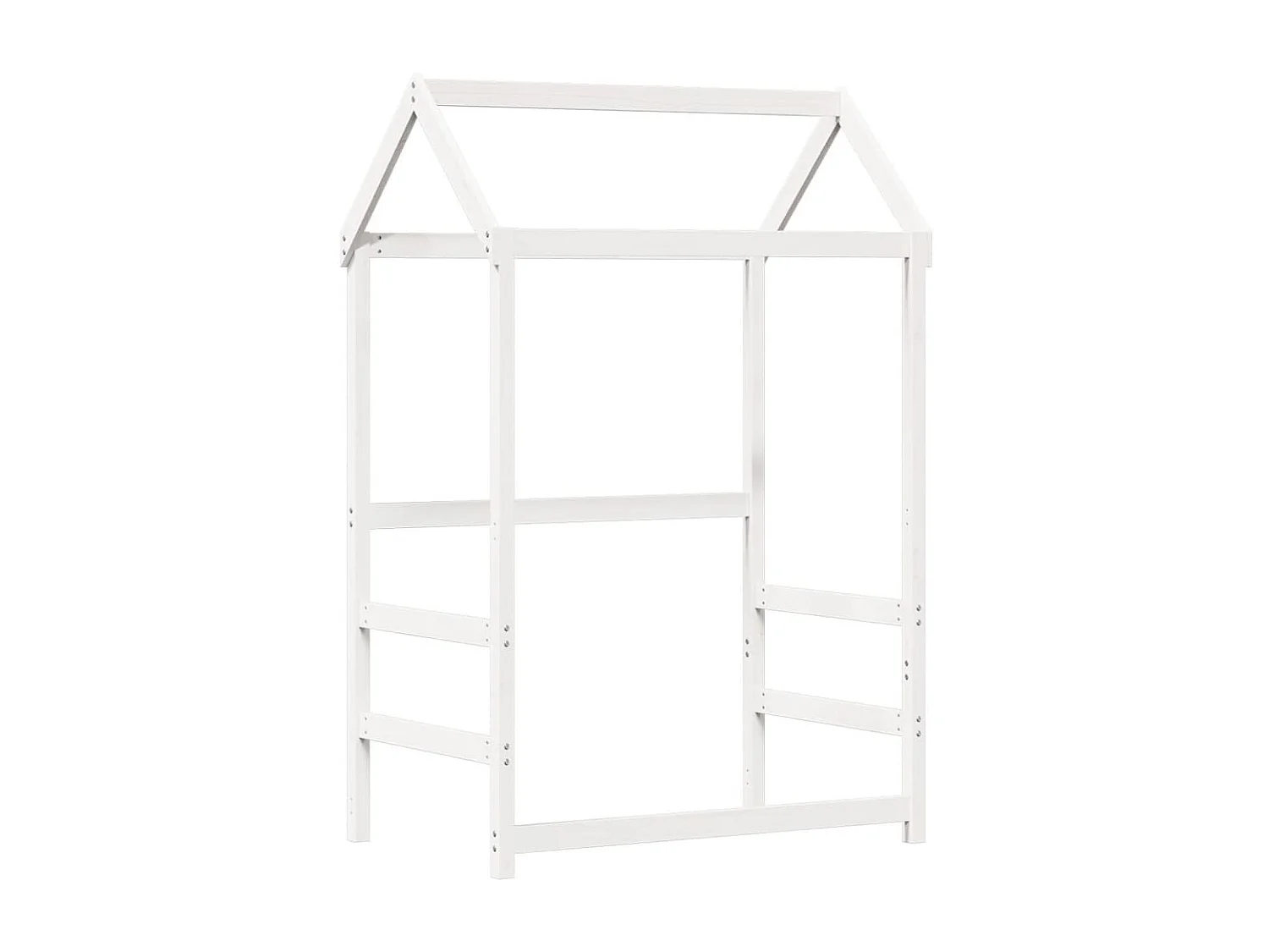 Conj. de cama e banco c/ telhado 100x200 cm pinho maciço branco PT310349