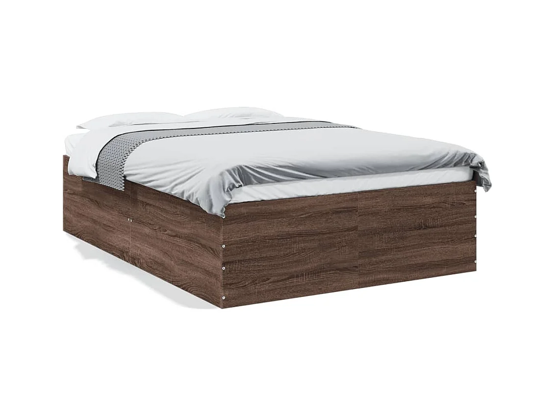 Bedframe bewerkt hout bruin eikenkleur 140x200 cm BE857969