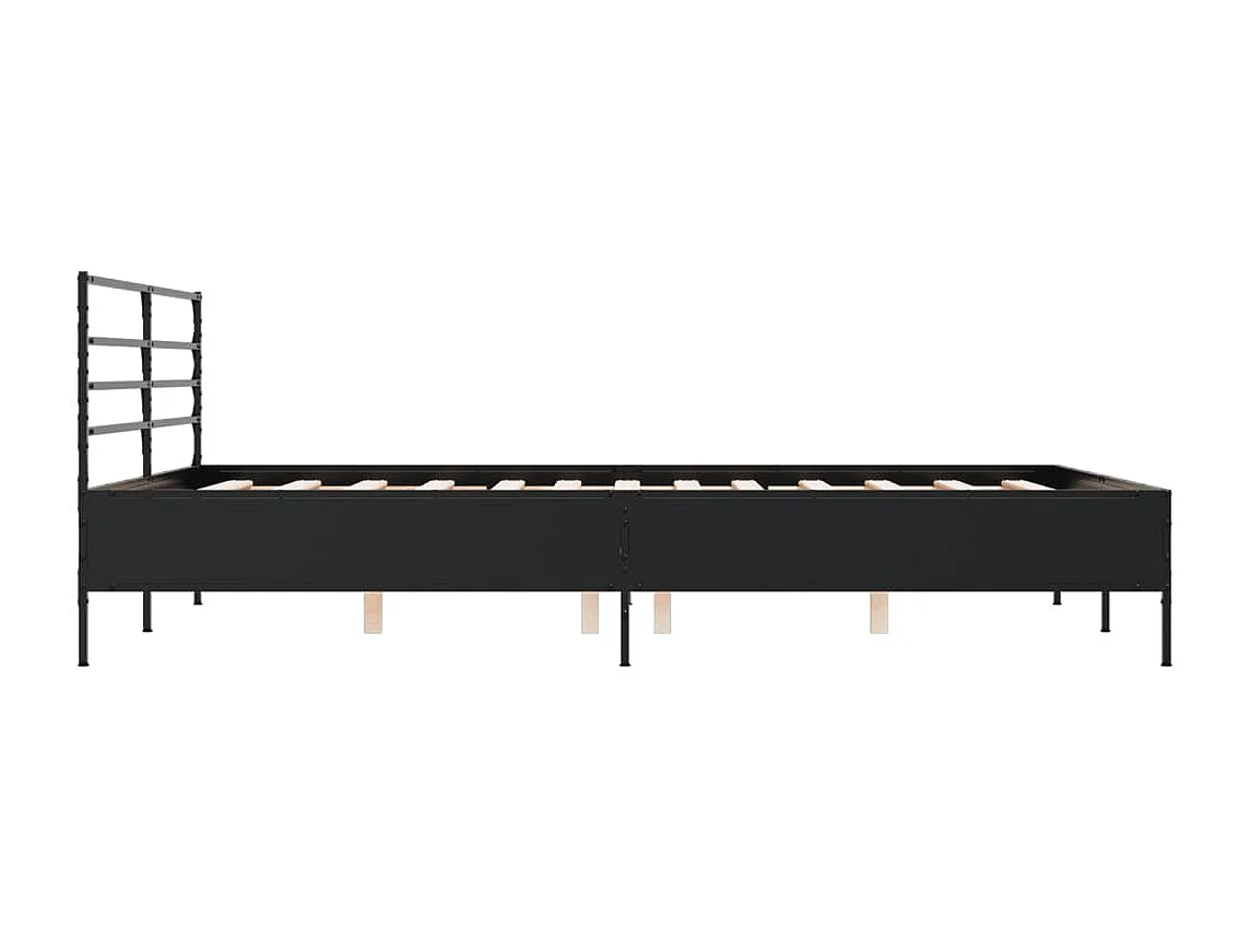 Cama 160x200 cm derivados de madeira/metal preto PT983761