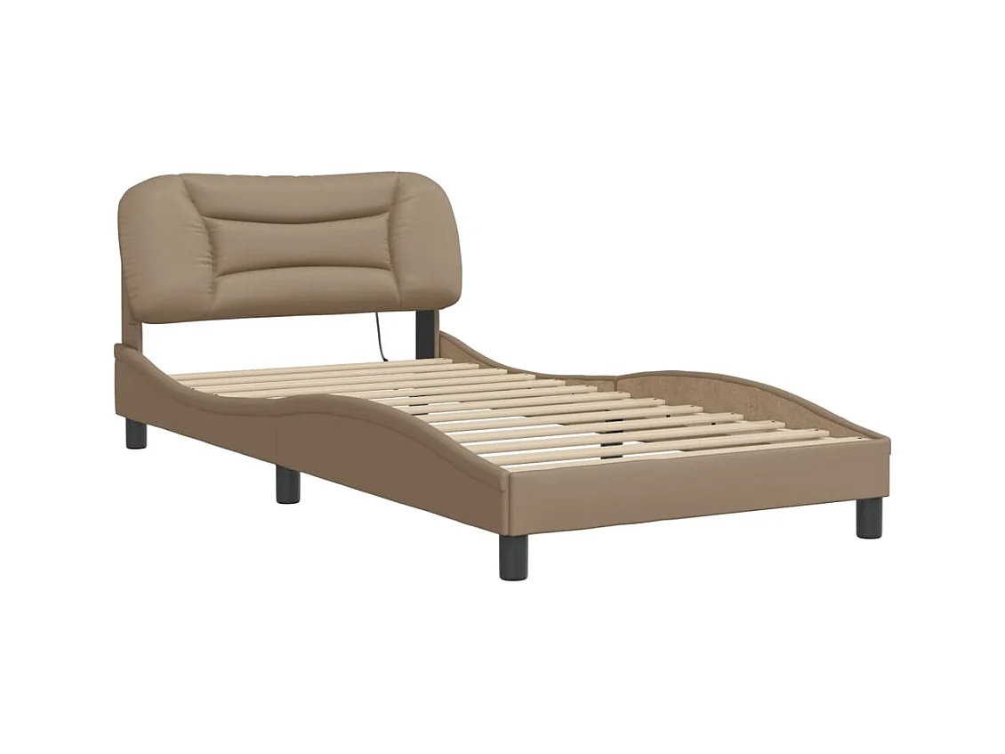 Lit simple avec lumières LED cappuccino 100x200 cm similicuir FR71478