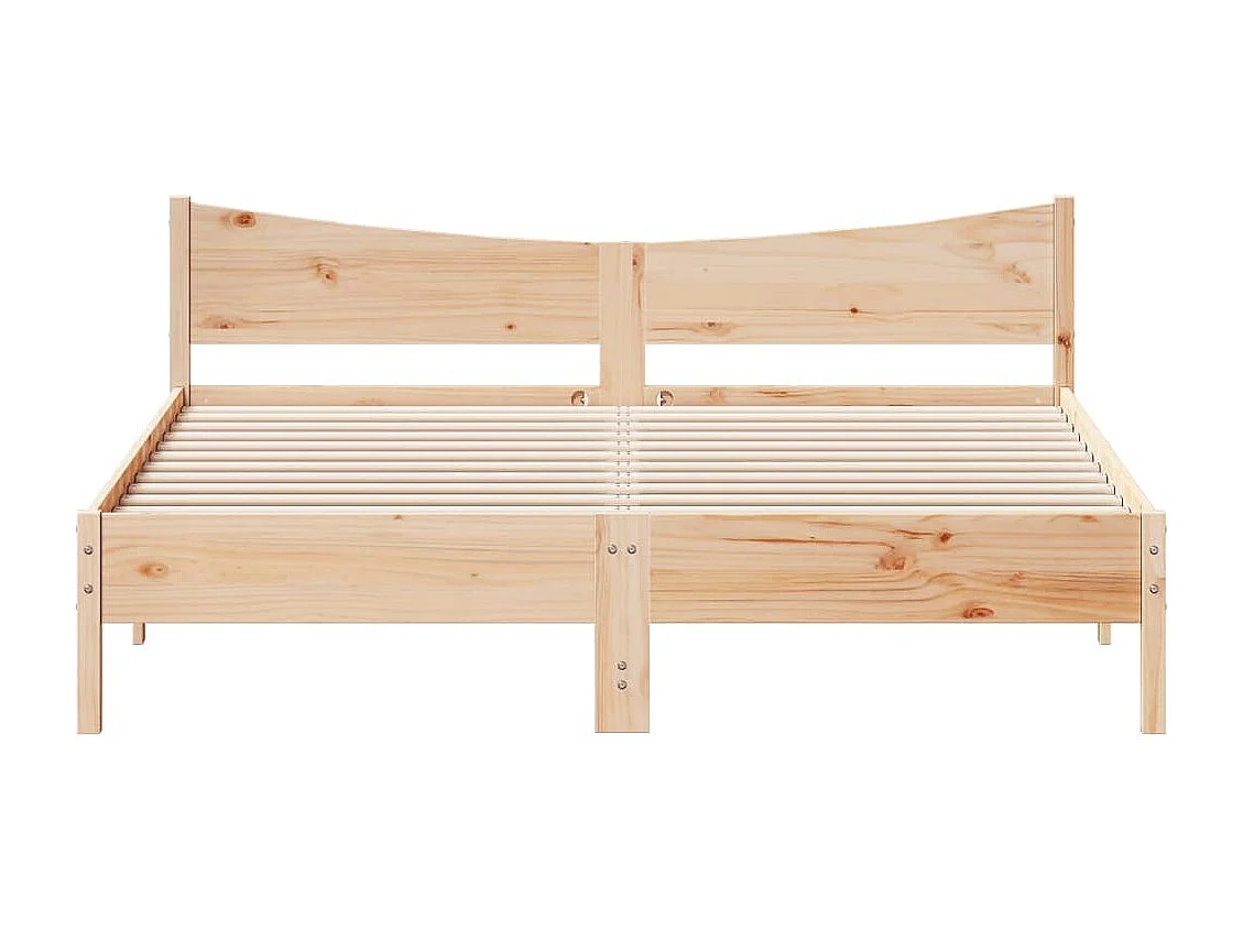 Lit double + tête de lit 180x200 cm bois de pin massif FR13417