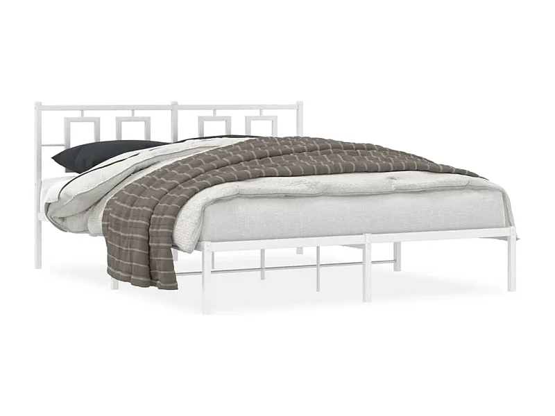 Bedframe met hoofdbord metaal wit 150x200 cm BE659859