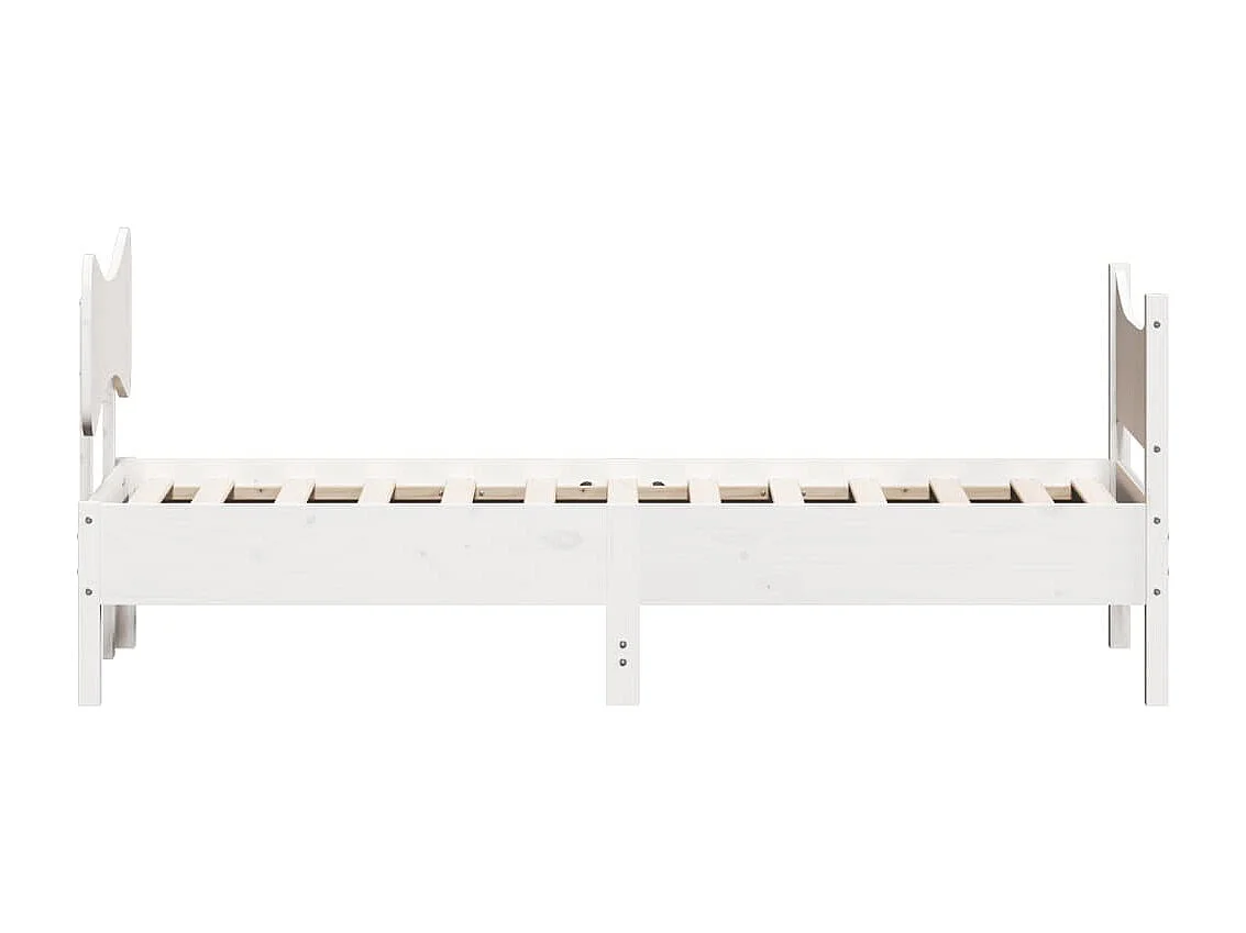Lit simple + tête de lit blanc 90x200cm bois de pin massif FR47205