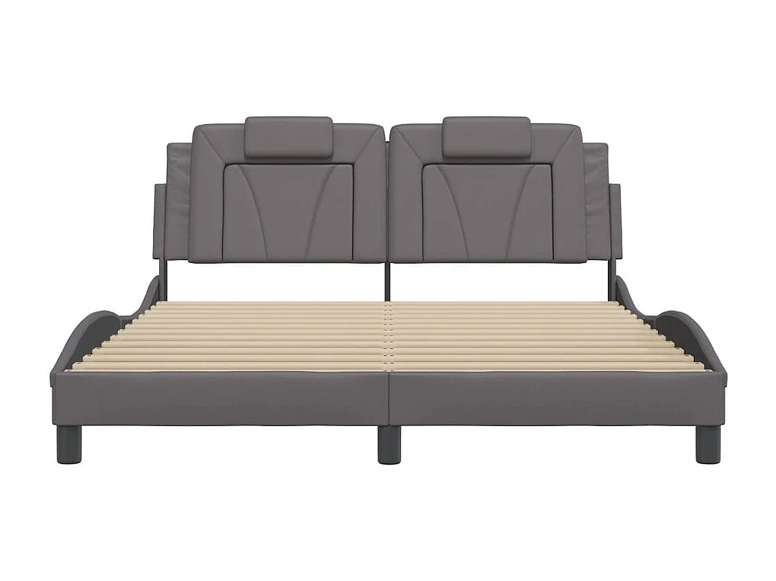 Bedframe met hoofdbord kunstleer grijs 160x200 cm BE503124