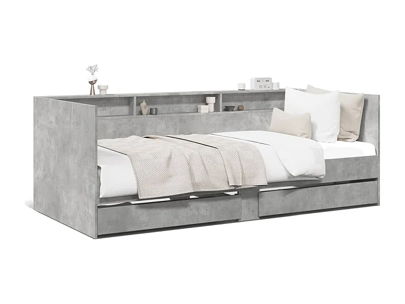 Lit de jour et tiroirs gris béton 100x200 cm bois d'ingénierie FR15648