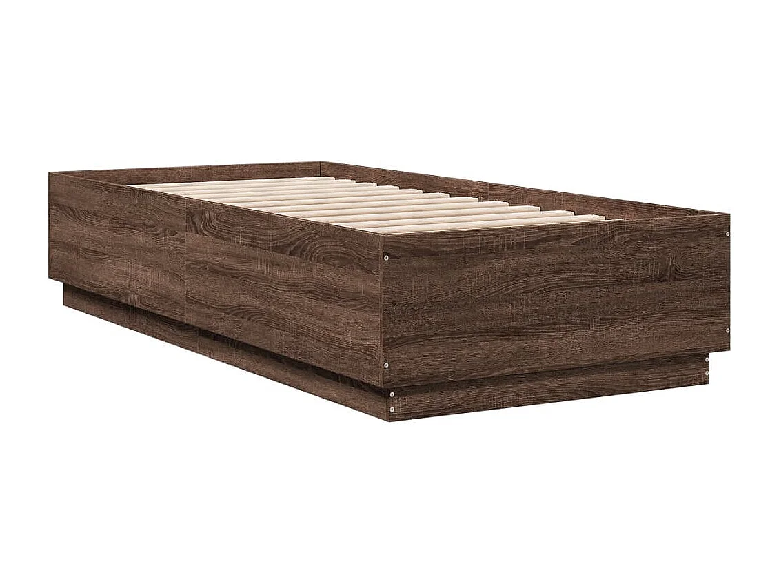 Cama 100x200 cm - con luces LED madera marrón roble ES571201