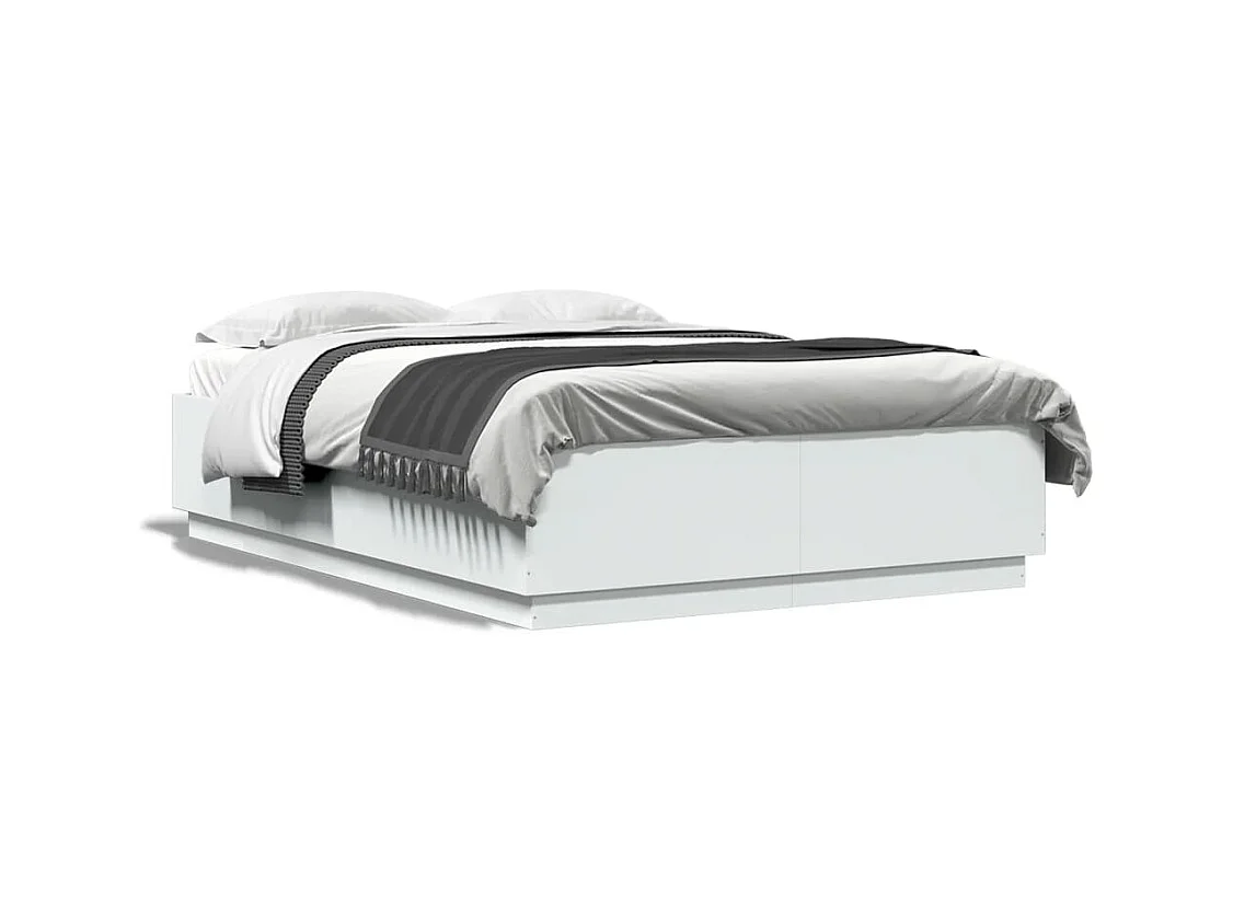 Lit double avec lumières LED blanc 120x200 cm bois ingénierie FR77338