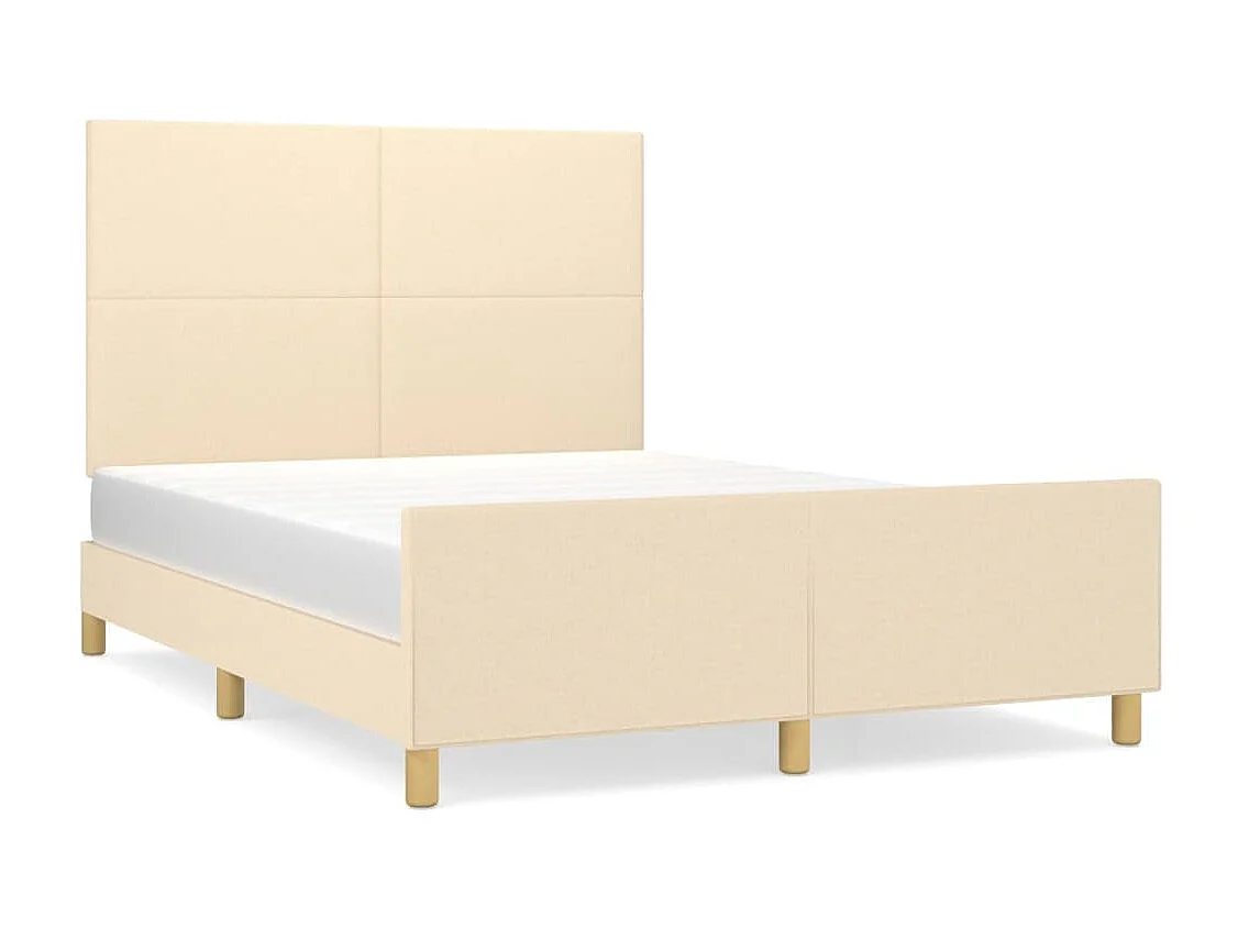 Lit double + tête de lit Crème 140x200 cm Tissu FR98786