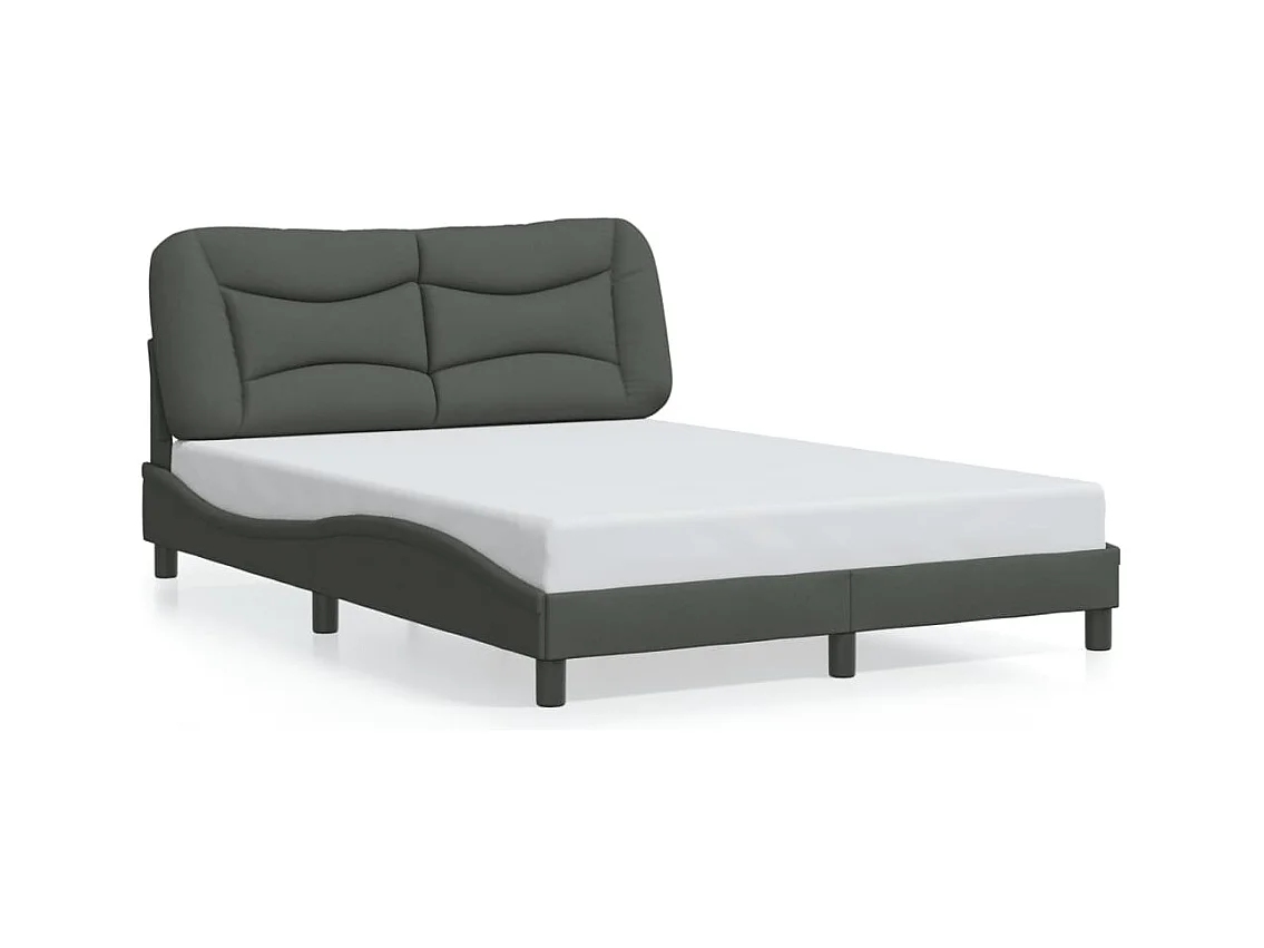 Cama matrimonial- 120x200 cm con cabecero de tela gris oscuro ES890152