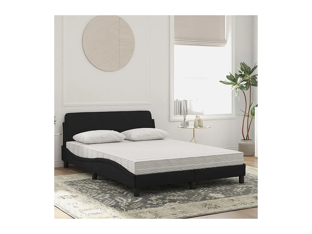Cama com colchão 140x190 cm veludo preto PT263148