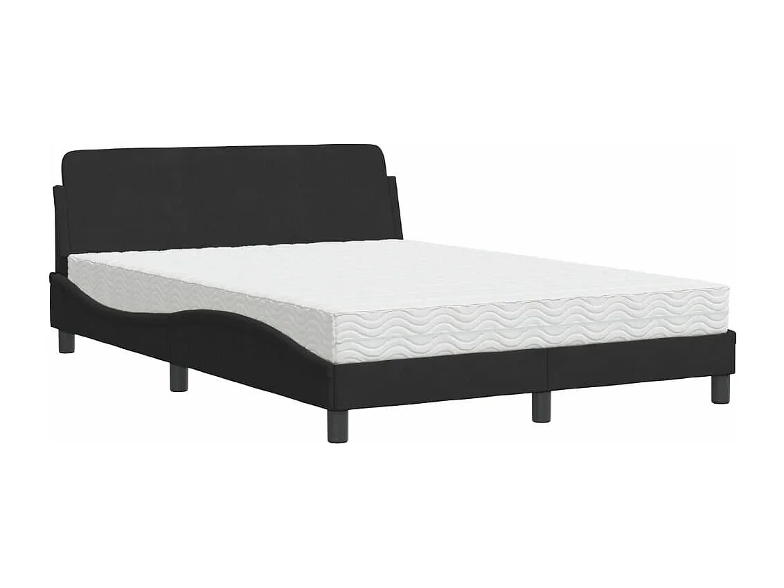 Cama com colchão 140x190 cm veludo preto PT263148