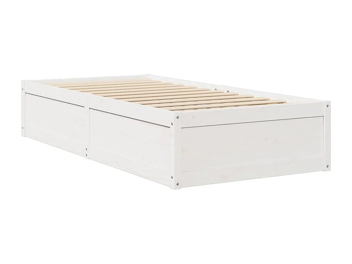 Cama com colchão 90x200 cm madeira de pinho maciça branco PT234878