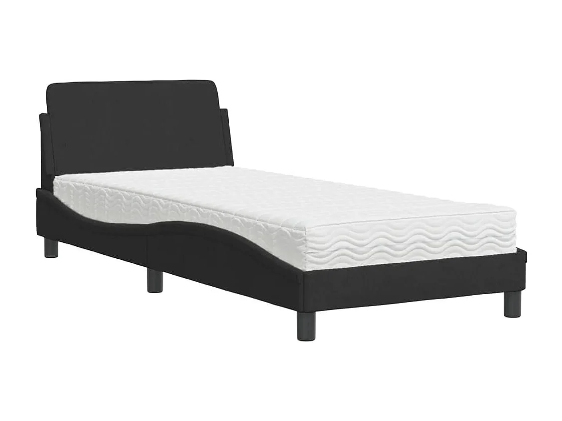 Cama com colchão 90x200 cm veludo preto PT793923