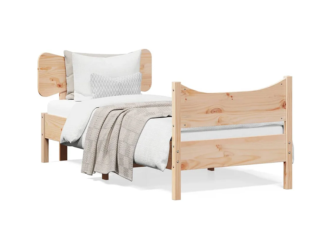 Lit simple + tête de lit 75x190 cm bois de pin massif FR81554