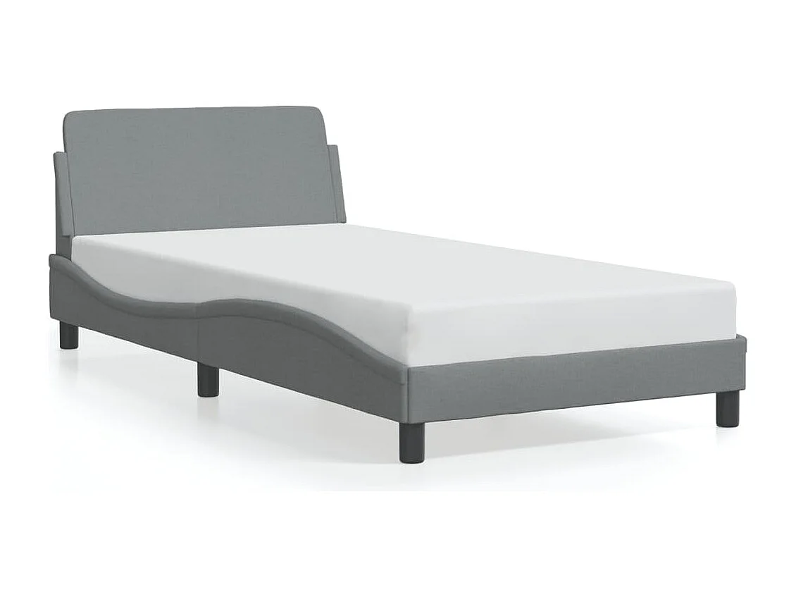 Bedframe met hoofdbord stof lichtgrijs 100x200 cm BE123709