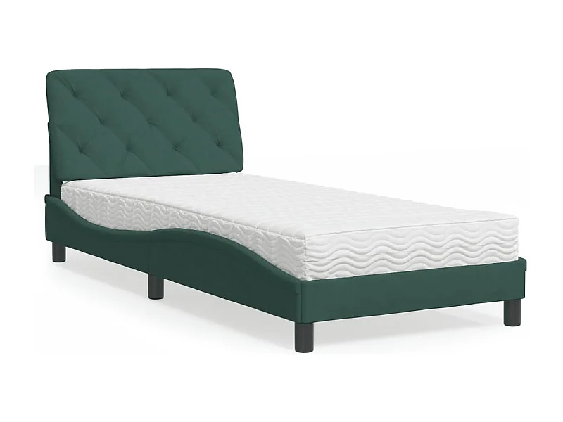 Cama com colchão 80x200 cm veludo verde-escuro PT140797