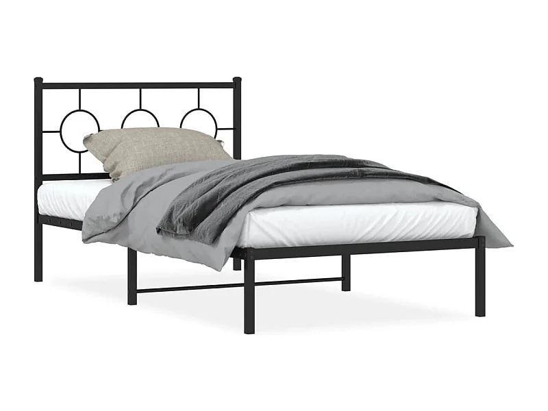 Cama individual- 100x190 cm con cabecero metal negro ES210929