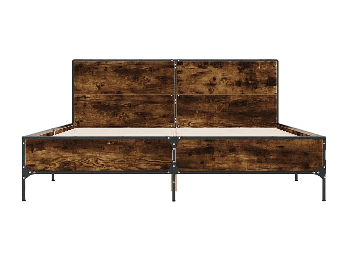 Bedframe bewerkt hout metaal gerookt eikenkleurig 160x200 cm BE763300