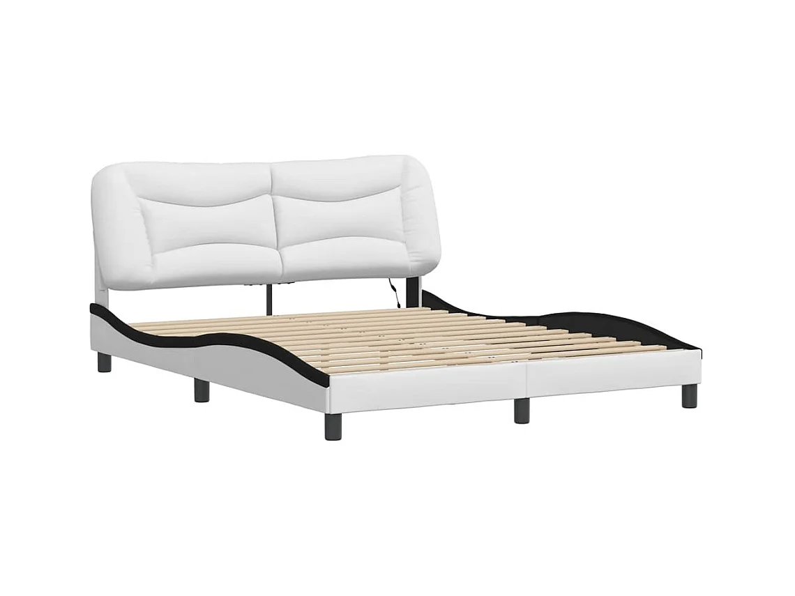 Lit double avec lumières LED blanc noir 160x200 cm similicuir FR81182