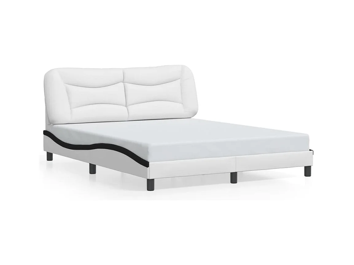 Lit double avec lumières LED blanc noir 160x200 cm similicuir FR81182