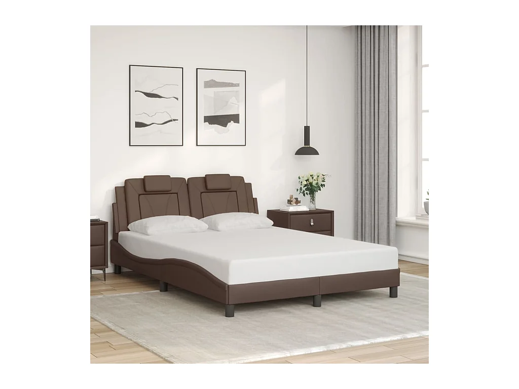 Bedframe met hoofdbord kunstleer bruin 120x200 cm BE170649