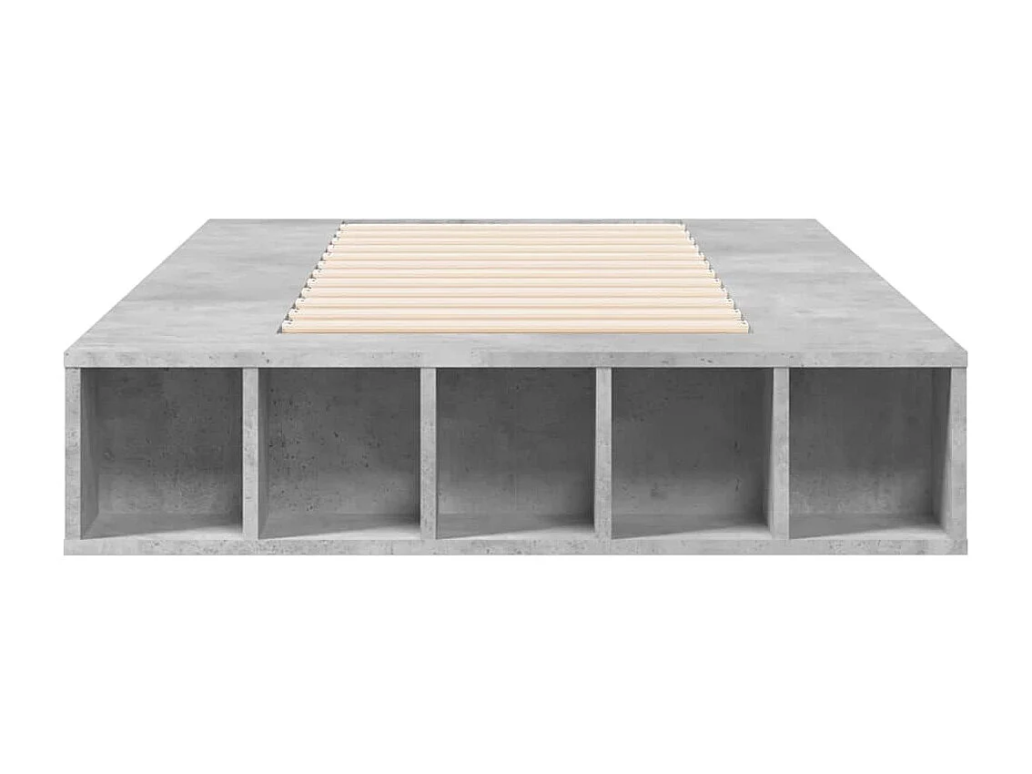 Lit simple gris béton 90x200 cm bois d'ingénierie FR99642