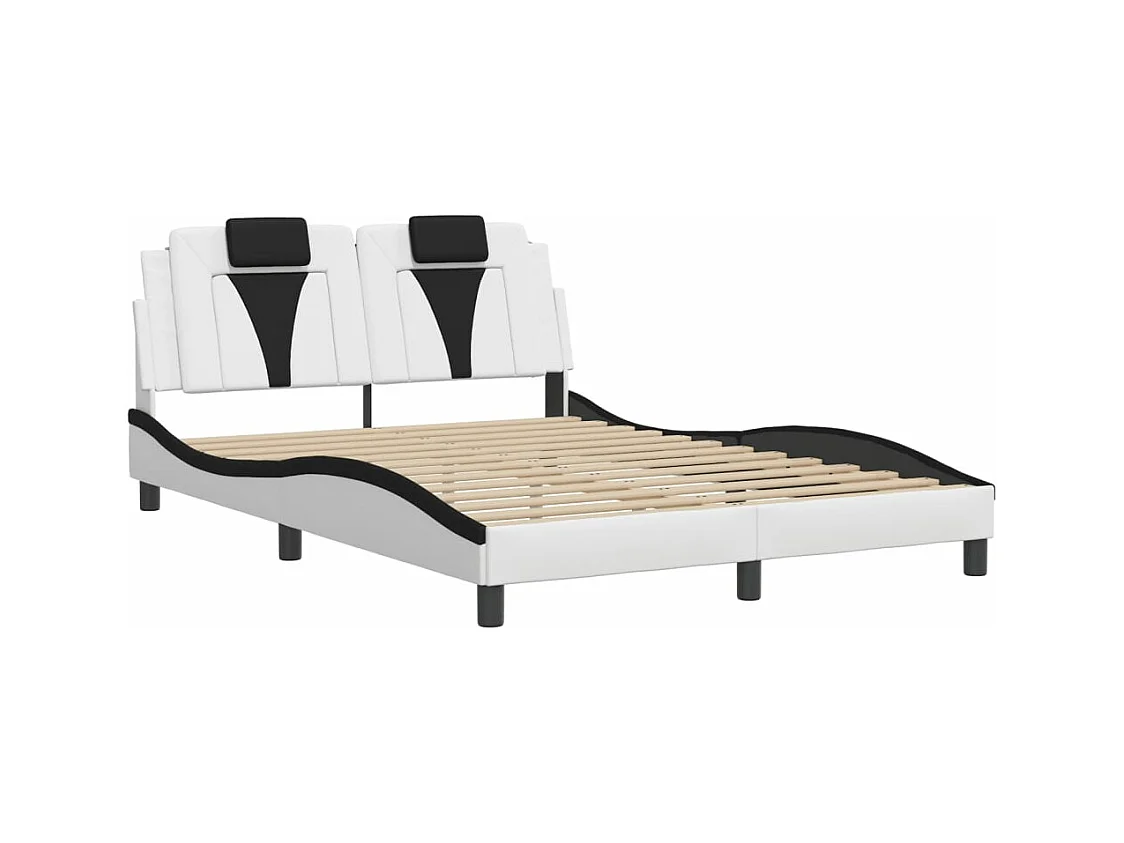 Bedframe met LED-verlichting kunstleer wit en zwart 140x200 cm BE904451