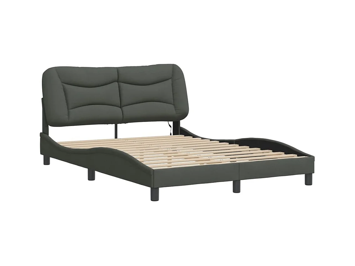 Cama c/ luzes LED 120x200cm tecido cinzento-escuro PT360225