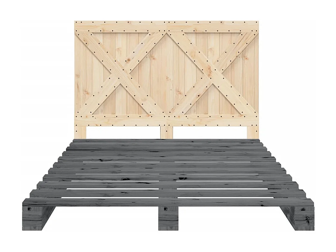 Cama matrimonial- 140x200 cm con cabecero madera pino gris ES966065