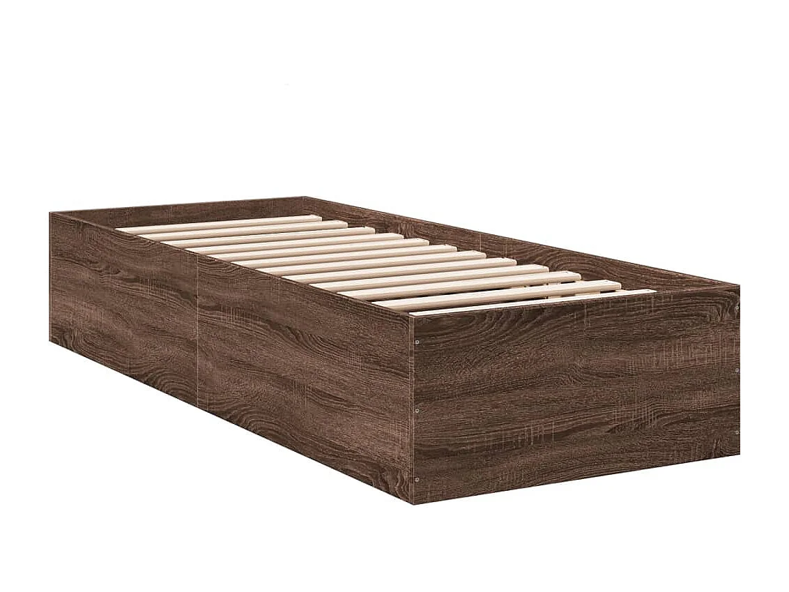 Lit simple chêne marron 100x200 cm bois d'ingénierie FR30937