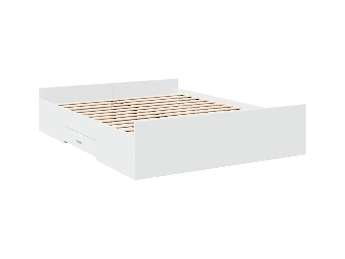 Cama 160x200 cm - con cajones madera ingeniería blanca ES906634
