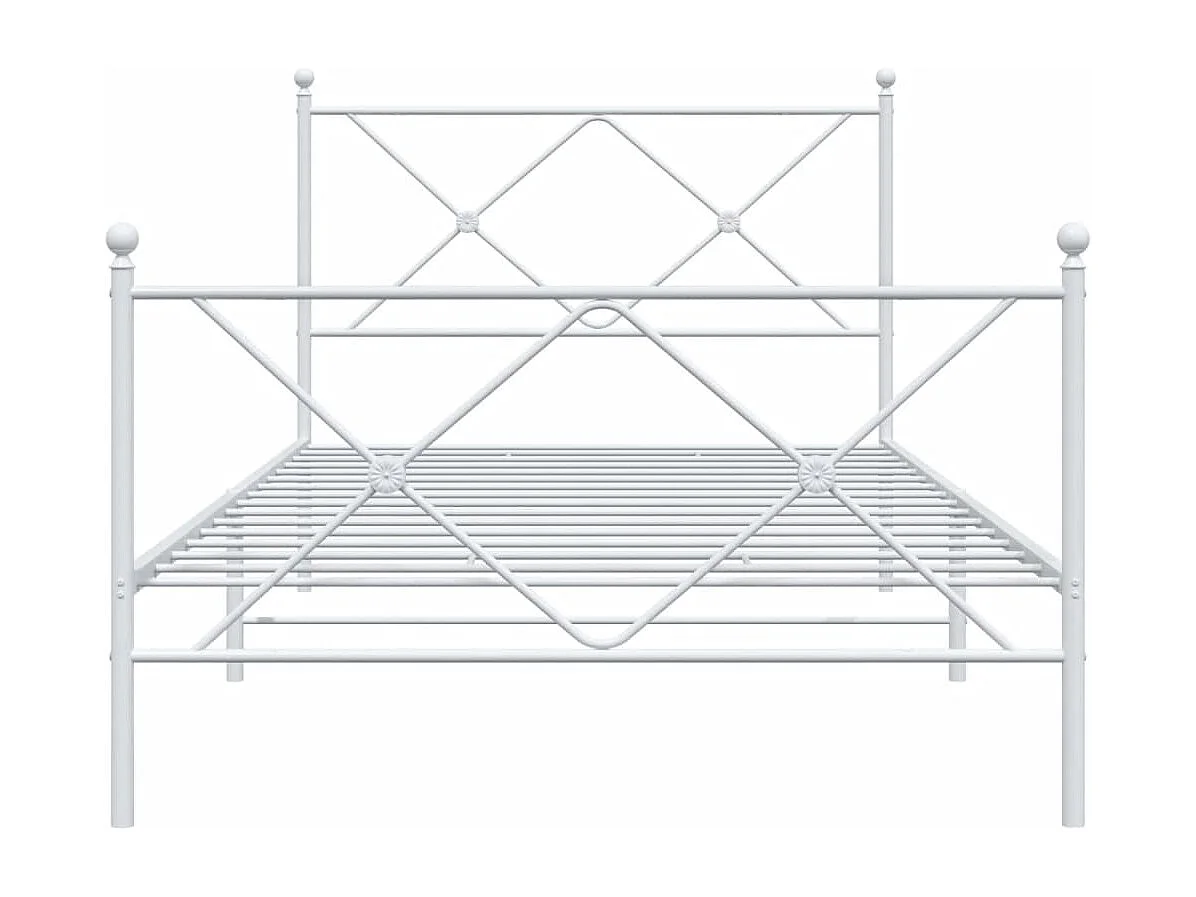 Lit simple métal + tête de lit/pied de lit blanc 100x200cm FR36276