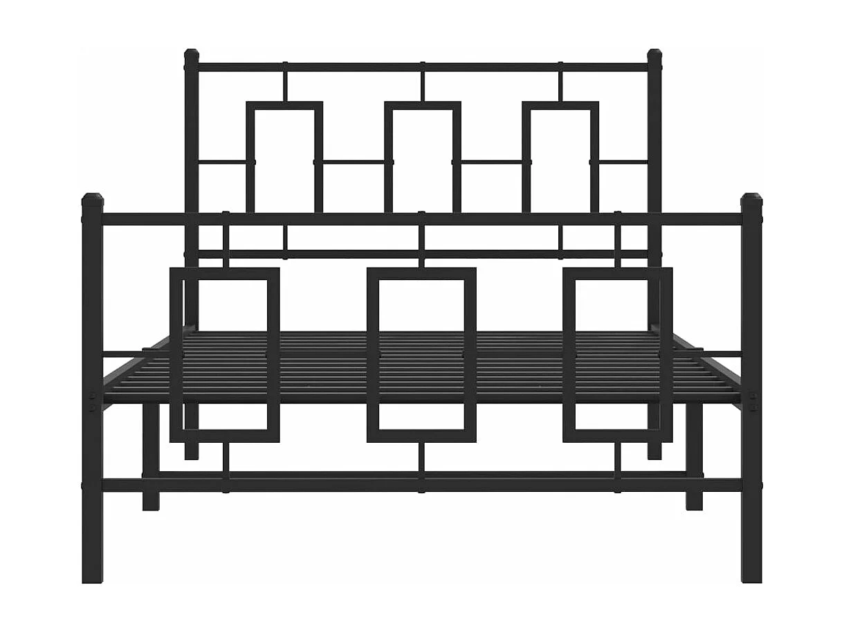 Lit simple métal + tête de lit/pied de lit noir 100x190 cm FR13652