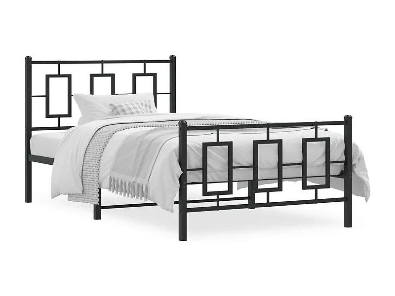 Cama com cabeceira e pés 100x190 cm metal preto PT340164