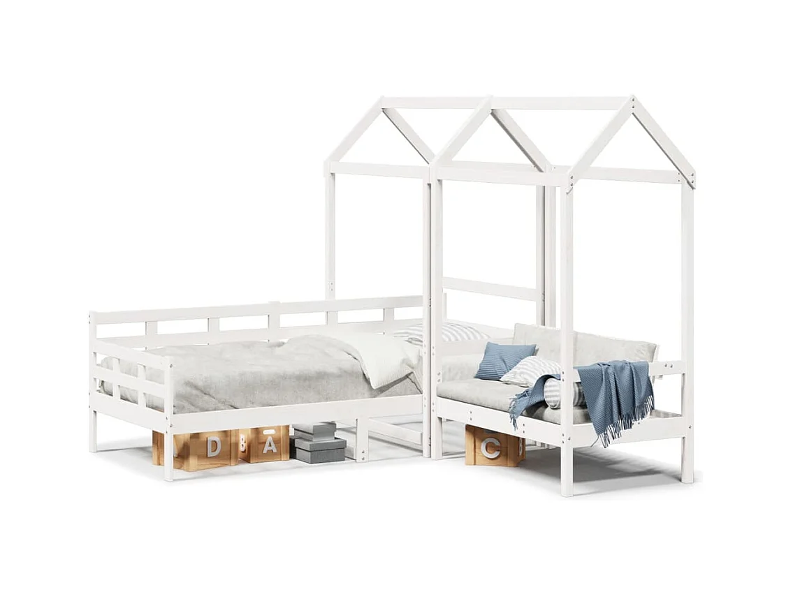 Ensemble de lit de jour et de banc et toit 80x200 cm pin massif FR31216