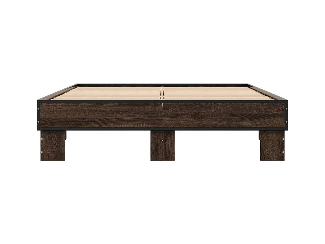 Cama 140x190 cm - madera ingeniería metal marrón roble ES719051