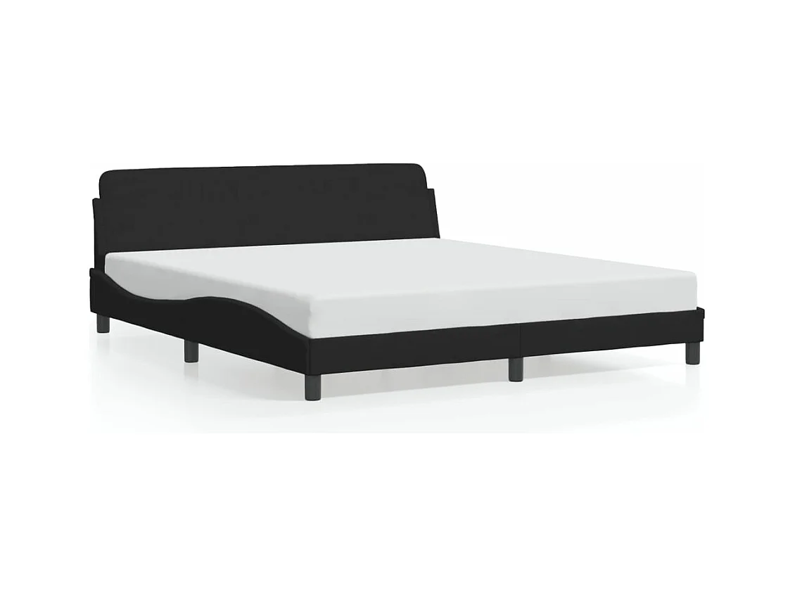 Lit double + tête de lit Noir 180x200 cm Velours FR59468
