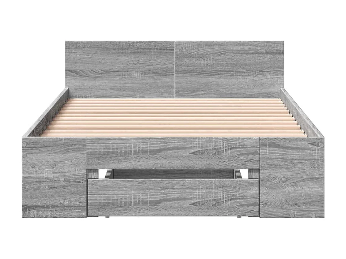 Cama 90x200 cm con cajón madera de ingeniería gris Sonoma ES465796