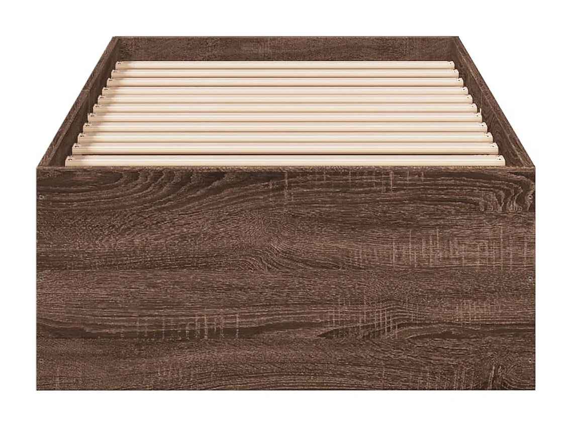 Lit simple chêne marron 90x190 cm bois d'ingénierie FR73983