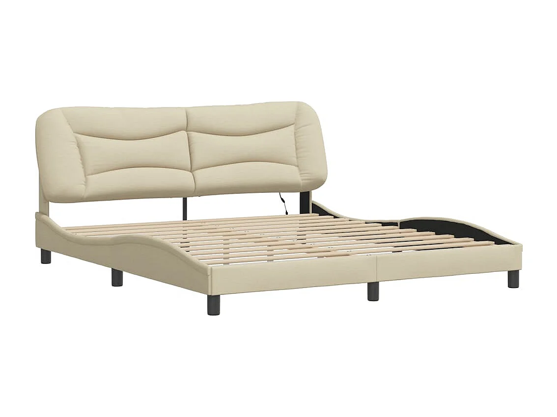 Cama com luzes LED 180x200 cm tecido creme PT604682