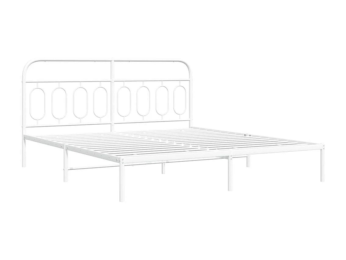 Lit double métal + tête de lit blanc 193x203 cm FR83148