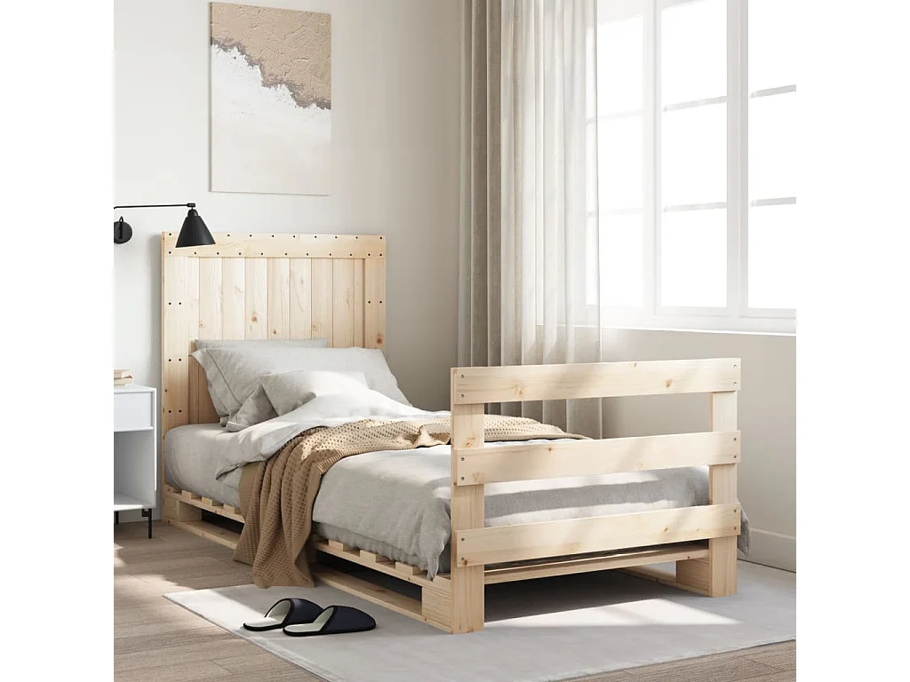 Cama com cabeceira 90x200 cm pinho maciço PT510126