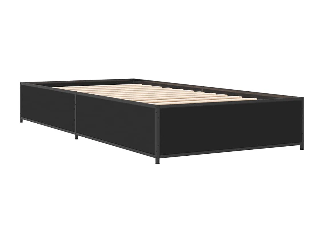 Cama individual- 75x190 cm madera de ingeniería y metal negra ES761652