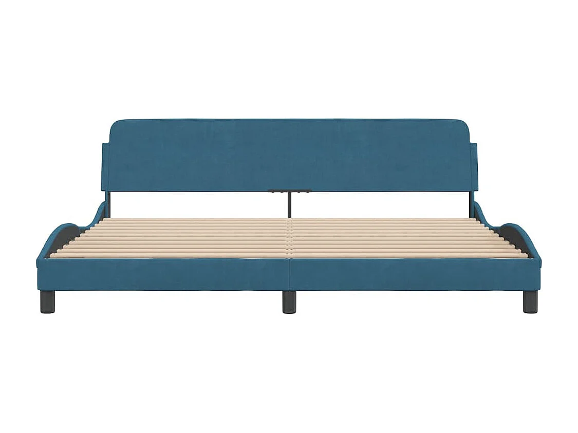 Cama matrimonial- 200x200 cm con cabecero terciopelo azul ES342445